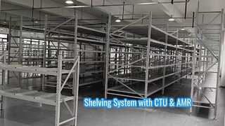 Sistema di scaffalature come infrastruttura robotica integrata con CTU e AMR