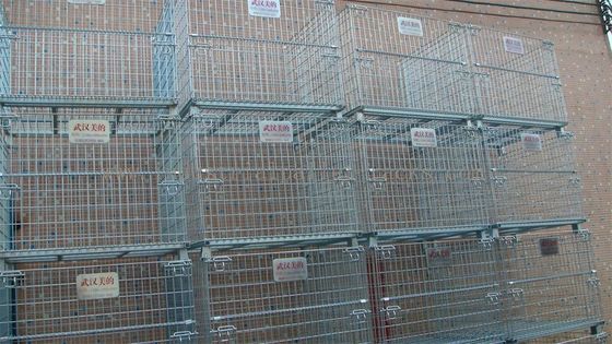 comprare Impilamento della gabbia pieghevole del cavo di 4 della fila contenitori della rete metallica senza sistema dello scaffale fabbricazione online