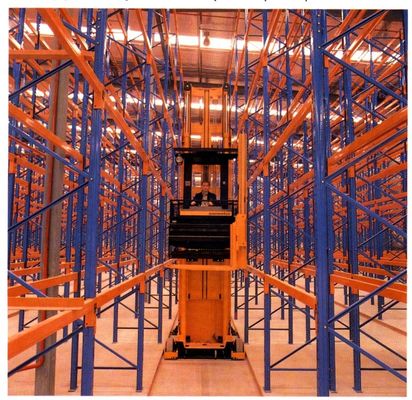 comprare Sistema molto stretto blu/arancio di racking della navata laterale del movimento del carrello elevatore, 1800mm - 2200mm fabbricazione online