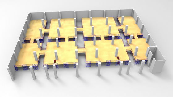 comprare Scaffalatura a terra del metallo della verniciatura a spruzzo dei pavimenti di mezzanino con lo spazio aperto fabbricazione online