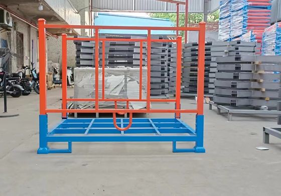 Cage a pallet pieghevoli pesanti in magazzino risparmio di spazio blu e arancione