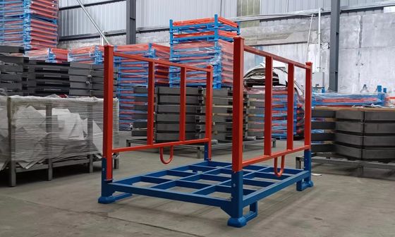 Cage a pallet pieghevoli pesanti in magazzino risparmio di spazio blu e arancione