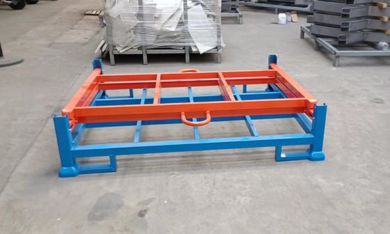 Cage a pallet pieghevoli pesanti in magazzino risparmio di spazio blu e arancione