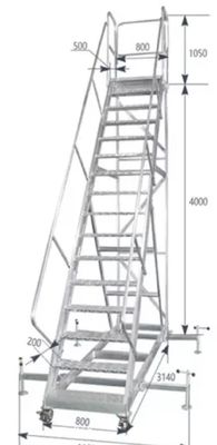 Scala di alluminio leggera di 4 m di altezza in due livelli facile da spostare per l'uso di scaffalature di magazzino